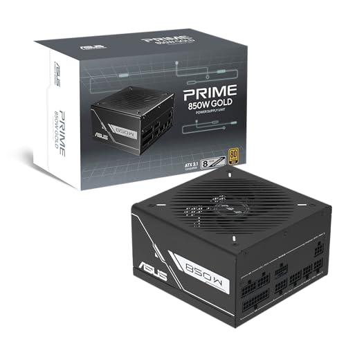 ASUS Prime 850W Gold (Alimentation entièrement modulaire, certifiée 80 Gold, ATX 3.1, PCIe 5.1, câble 12 V-2x6, Double roulement à Billes, Garantie 8 Ans)