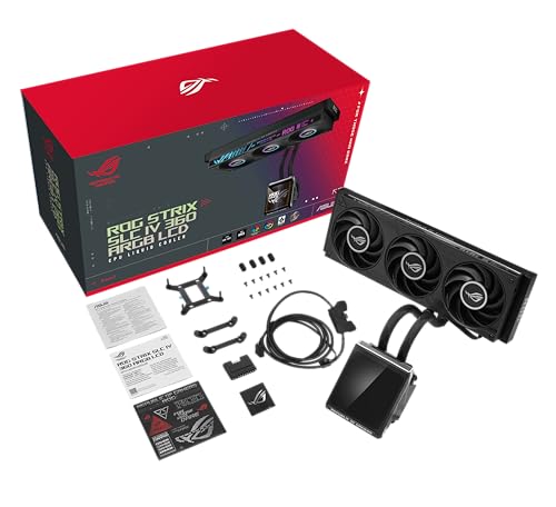 ROG Strix SLC IV 360 ARGB LCD - Watercooling AIO 360 mm avec écran IPS 5.08″, pompe puissante, triple ventilateur ARGB intégré, raccords de tube raccourcis et connecteur Q-Connector ASUS