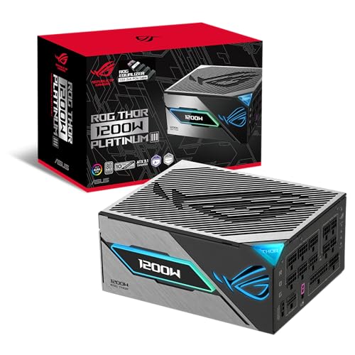 ASUS ROG Thor 1200W Platinum III, Alimentation ATX 3.1, 80 Plus Platinum, GaN MOSFET, Écran OLED Magnétique, ROG Equalizer, Garantie 10 Ans