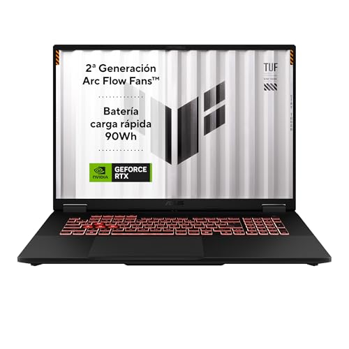 ASUS TUF Gaming A18 FA808UP-S8113 18 WUXGA 144Hz Ordinateur Portable de Jeu (AMD Ryzen 7 260, 16 Go de RAM, 1 to SSD, NVIDIA RTX 5070 8 Go, sans OS), Jager Grey - Clavier QWERTY