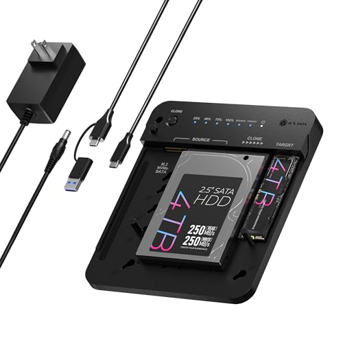 ICY BOX Station d'accueil M.2 NVMe et SATA SSD HDD, USB-C 3.2 Gen 2 (10 Gbit s) Station de clonage de disque dur et lecteur double baie pour M.2 NVMe SATA convertisseur SSD et HDD 2,5 3,5 , clonage