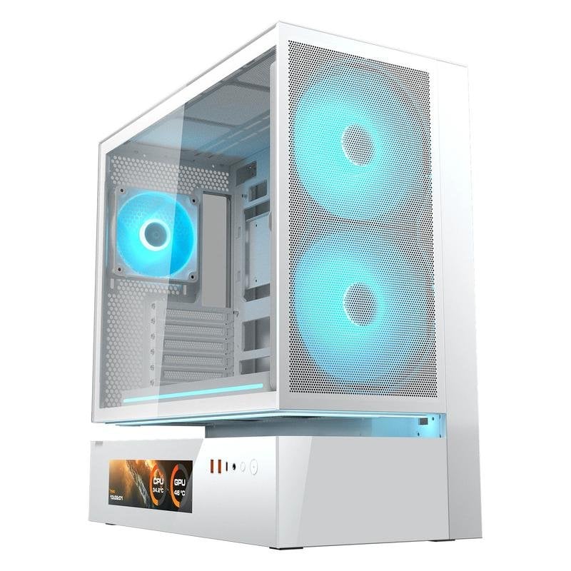 Cougar Boîtier Cougar CGR-2DA4W-MV Midi Tower White LCD ATX Verre Gaming RGB