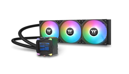 Thermaltake LA360-S ARGB Sync Refroidissement liquide AIO 360mm-LCD segmenté 2,4 pour l'affichage de température et d'utilisation du processeur, 3*120mm ventilateurs ARGB PWM jusqu'à 2500 tr min,Noir