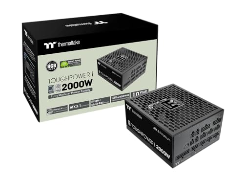 Thermaltake Toughpower i 2000W | PSU ATX 3.1 | PCIe 5.1 12V-2x6 | Contrôle numérique Intelligent | Câbles Plats 100 modulaires | 80 Plus Platinum | Haut de Gamme