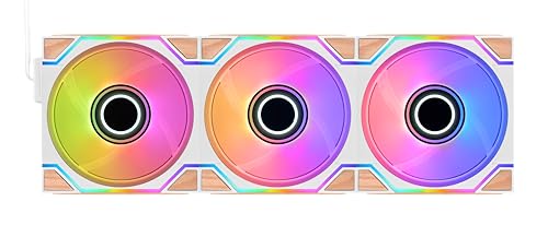 Thermaltake SWAFAN Infinity EX12 Snow Wood ARGB Sync Ventilateurs PC 120 mm, Pack de 3, Fixation Magnétique MagForce 2.0, Doubles Miroirs Infinity, Pales de Ventilateur Interchangeables, Blanc