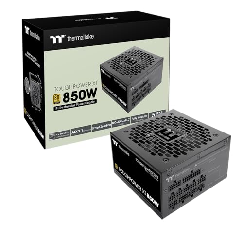 Thermaltake Toughpower XT 850W | ATX 3.1 Netzteil | 80 Plus Gold | PCIe 5.1 | 12V‑2x6 | Vollmodular | Smart Zero Fan | Sehr leiser 120‑mm Hydraulic Bearing Lüfter | Schwarz