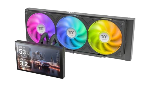 Thermaltake ST360 Ultra ARGB Kit de Kit de Refroidissement Liquide CPU (AIO) 360mm | Écran LCD IPS Magnétique 7 , Tubes Latéraux Épurés, Ventilateur Unique ARGB Noir