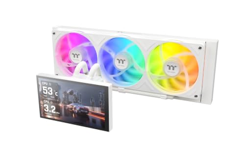 Thermaltake ST360 Ultra ARGB Kit de Kit de Refroidissement Liquide CPU (AIO) 360mm | Écran LCD IPS Magnétique 7 , Tubes Latéraux Épurés, Ventilateur Unique ARGB Neige