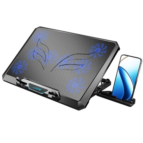 Qussedser Support de refroidissement pour ordinateur portable avec 8 ventilateurs de refroidissement sans lumières pour ordinateur portable avec 5 hauteurs réglables