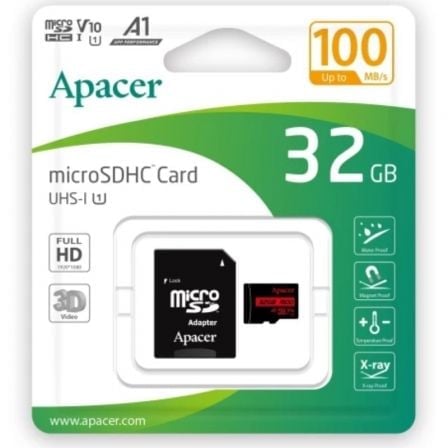 Apacer Adaptateur SD Apacer microSDHC 32 Go Classe 10 UHS-I 100 Mo s