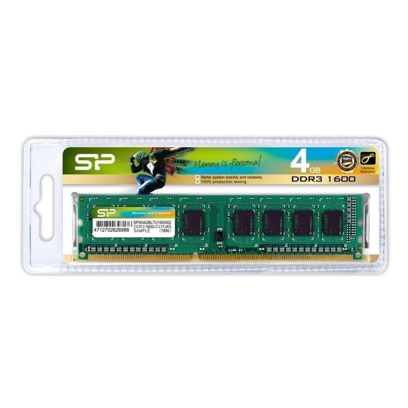 silicon-power Mémoire RAM Silicon Power SP004GBLTU160N02 4GB DDR3 1600MHz CL9 Single Module Green