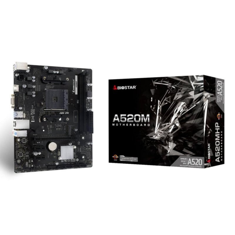 Biostar Carte Mère Biostar A520MHP AMD Ryzen 3000 4000 5000 jusqu'à 64GB DDR4-SDRAM