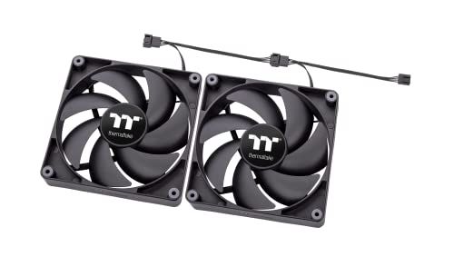 Thermaltake CT140 | Pack de 2 Ventilateurs PC PWM 140mm | 2000 RPM | Daisy-Chain | Noir