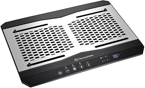 Thermaltake Massive TM CL-N002-PL12BL-A Panneau en Aluminium avec Double Ventilateur de 120 mm et capteur de température réglable pour Ordinateur Portable 10 -17 Noir