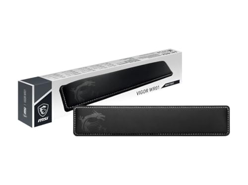 MSI VIGOR WR01 Repose-Poignet pour Clavier, Cooling Gel Mousse à Mémoire de Forme, Surface en Ice Silk Lycra Revêtement Antibactérien, Profil Incliné, Base Antidérapante, 432 x 86 x 25mm