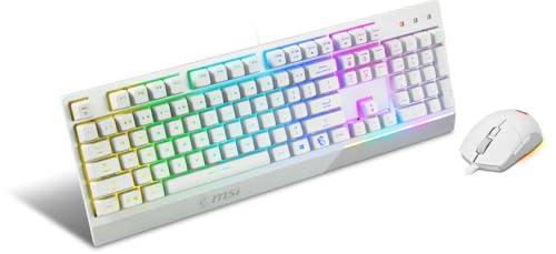 MSI Vigor GK30 Combo White DE GK30 Clavier de Jeu avec Souris Gaming GM11, commutateur Plunger Filaire, Disposition QWERTZ, RVB, Blanc