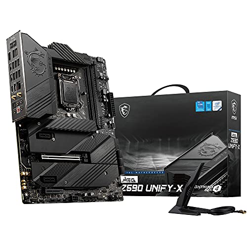 MSI MEG Z590 Unify-X Carte mère de Jeu ATX avec processeur Intel Core 11th Gen, LGA 1200-16 2 1 Phase 90A SPS, DDR4 Boost (5600 MHz OC), 1 PCIe 4.0 x 16, 4 x M.2 Gen 4 3 x4, Wi-FI 6E