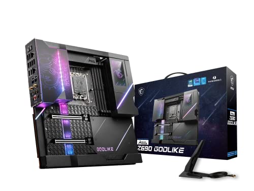 MSI MEG Z690 GODLIKE Carte mère Gaming (E-ATX, Intel Core 12e génération, Prise LGA 1700, DDR5, PCIe 5, LAN 10G, emplacements M.2, Wi-FI 6E) 7D26-001R