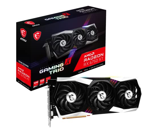 MSI Radeon RX 6750 XT Gaming X Trio 12G Carte Graphique Gaming GPU MHz Mémoire 12000 Mo, Noir