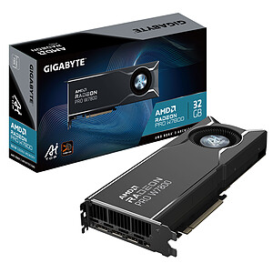 GIGABYTE Radeon Pro W7800 AI Top 32G Carte Graphique - 32 Go GDDR6, 256 Bits, PCI-E 4.0, 3 x DisplayPort 2.1, W7800 AI Top 32G