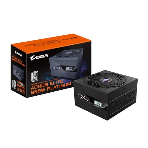 Gigabyte AORUS Elite P850W 80 Plus Platinum Bloc d'alimentation entièrement modulaire PCIe 5.0, ATX 3.0, connecteur GPU 12 VHPWR, câbles Plats, Garantie 10 Ans