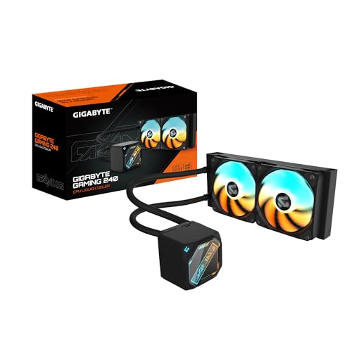 GIGABYTE Gaming 240 Refroidisseur Liquide pour CPU - 2x120mm Ventilateurs ARGB, mécanisme d’emboîtement Coulissant, Daisy-Chain, Compatible Intel LGA 1851 et AMD AM5