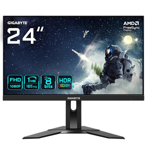 GIGABYTE G24F 2 24 FHD Moniteur de Jeu - 1920 x 1080, 165 Hz, 1 ms, 300 CD m², AMD FreeSync Premium, Prêt pour HDR, DisplayPort 1.2, HDMI 2.0
