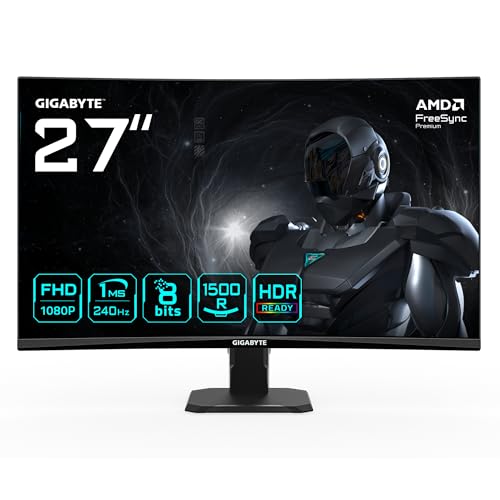 GIGABYTE GS27FC2 Moniteur Gaming Incurvé 27 FHD - 1920 x 1080, 240Hz, 1ms, 350 CD m², HDR Ready, HDMI 2.0, Displayport 1.4