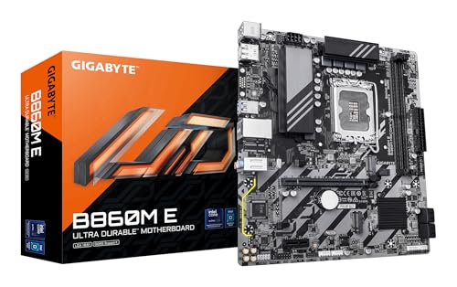 GIGABYTE B860M E Carte Mère - Processeurs Intel Core Ultra Series, VRM 4 1 2 Phases, Jusqu’à 8800MHz DDR5 (O.C), 2xPCIe 4.0 M.2, LAN 1GbE, USB 3.2 Gen 1