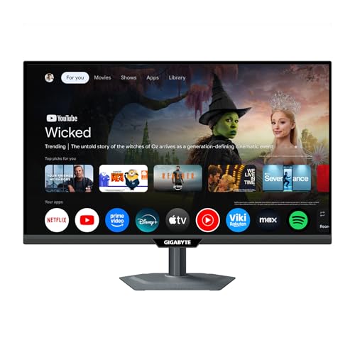 GIGABYTE M27QS Moniteur Intelligent 27” 2K QHD - Google TV, Affichage sans Fil, 2560 x 1440, 180Hz, 1ms, 350 CD m², FreeSync, Display HDR400, HDMI 2.0, DisplayPort 1.4