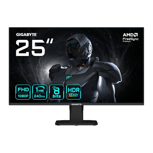 GIGABYTE GS25F2A Moniteur Gaming 25 FHD - 1920 x 1080, 240Hz, 1ms, 300 CD m², Display HDR 10, HDMI 2.0, DisplayPort 1.4