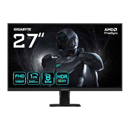 GIGABYTE GS27F2 Moniteur de Jeu 27 FHD - 1920 x 1080, 240Hz, 1ms, 300 CD m², FreeSync, HDR Ready, HDMI 2.0, Displayport 1.4
