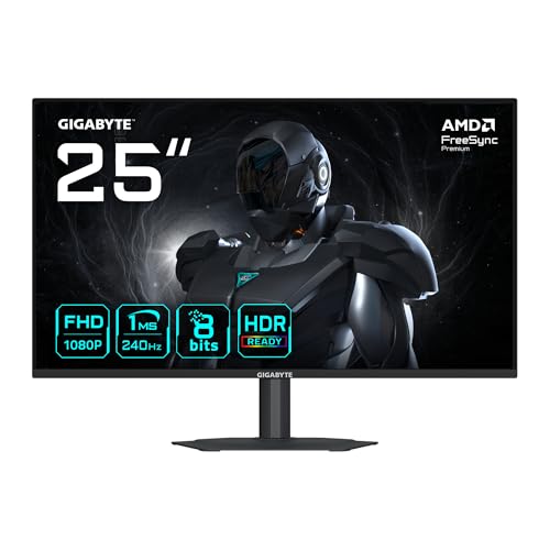 GIGABYTE G25F2A Moniteur de Jeu 25 FHD - 1920 x 1080, 240Hz, 1ms, 300 CD m², Display HDR 10, HDMI 2.0, DisplayPort 1.4