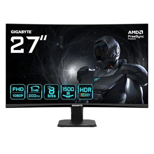 GIGABYTE GS27FCA Écran Gaming incurvé 27 FHD - 1920 x 1080, 200Hz, 1ms, 250 CD m², FreeSync Premium, HDR Ready, HDMI 2.0, DisplayPort 1.4