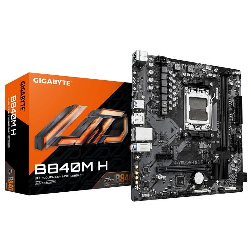 Gigabyte Carte mère GIGABYTE B840M H AMD B840 Socket AM5 DDR5 Micro-ATX PCIe 4.0 GbE
