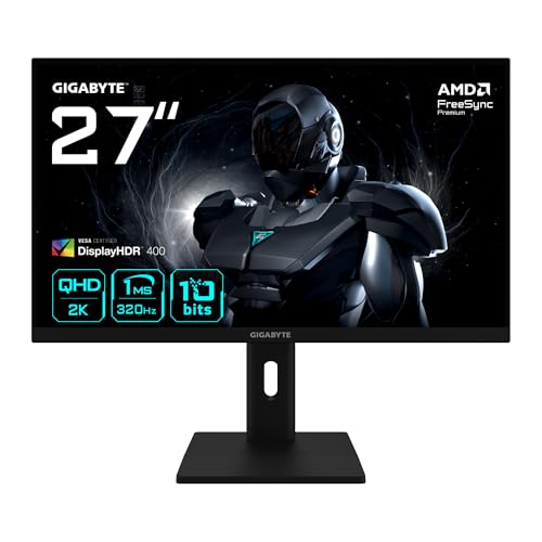 GIGABYTE G27Q3 Moniteur Gaming 27” 2K QHD - 2560 x 1440, 320Hz, 1ms, 350 CD m², FreeSync Premium, Display HDR400, HDMI 2.0, DisplayPort 1.4