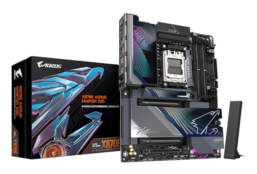 Gigabyte Carte mère Gigabyte X870E AORUS MASTER X3D X870E Socket AM5 DDR5 ATX WiFi 7 LAN 10GbE USB4 M.2 PCIe 5.0 RAID RGB
