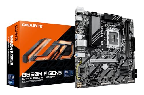 GIGABYTE B860M E GEN5 Carte Mère – Processeurs Intel Core Ultra, VRM 4 1 2 Phases, Jusqu’à 8800 MHz DDR5 (O.C.), 2× M.2 PCIe 4.0, LAN 1 GbE, USB 3.2 Gen 1