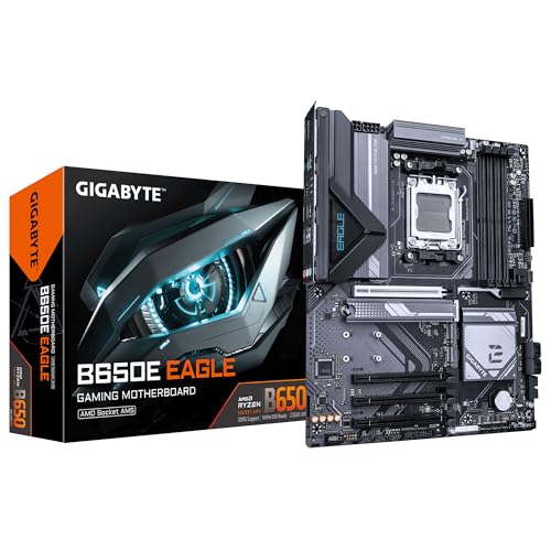 GIGABYTE B650E Eagle Carte Mère – Processeurs AMD Ryzen 9000 Series, VRM 8 2 2 Phases, Jusqu’à 8200 MHz DDR5 (OC), 1x PCIe 5.0 2X PCIe 4.0 M.2, LAN 2.5 GbE, USB 3.2 Gen 2