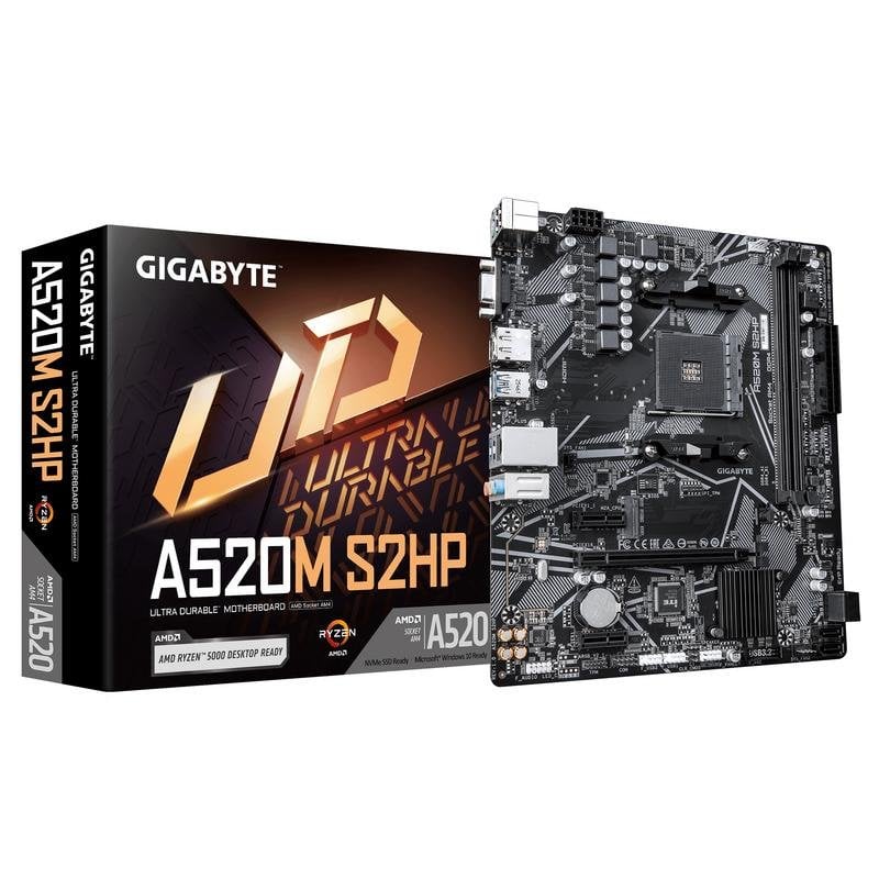 Gigabyte Carte mère GIGABYTE A520M S2HP AMD A520 Socket AM4 DDR4 Micro ATX Ethernet Gigabit RGB