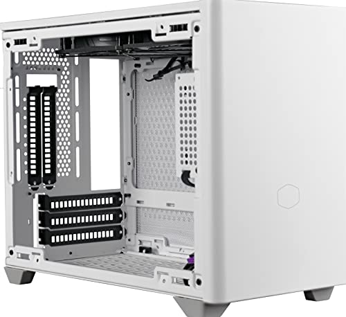 Cooler MasterBox NR200P Boîtier PC Mini Tour ITX, panneau latéral en verre trempé, options de refroidissement supérieures, affichage GPU vertical, accessibilité à 360 degrés sans outil, Blanc