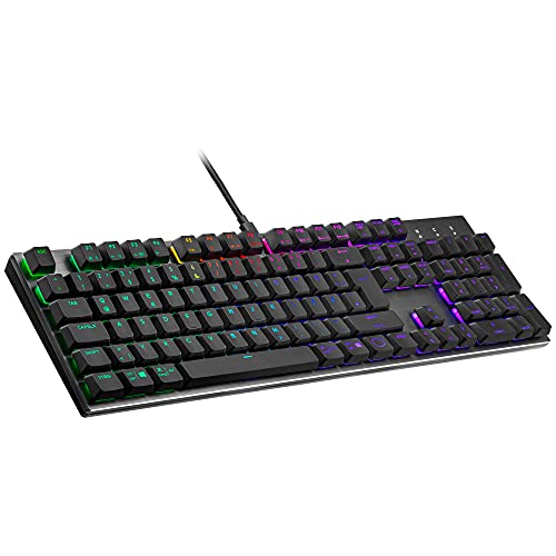 Cooler Master SK652 Clavier Mécanique Layout DE, Taille Standard, Touches Flottantes Low Profile, Red Switches, Rétroéclairage RGB par Touche, Filaire (USB Type-A), Compatible PC MacOS - Gris Métal