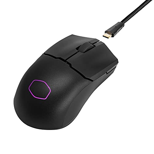 Cooler Master MM712 RGB-LED Souris Gaming sans Fil Hybride Ultralégère 59g - Capteur Optique 19K DPI, Switches Optiques 70 Millions de Clics, MasterPlus (38K DPI, PC Seulement) - Noir