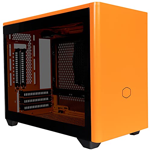 Cooler Master MasterBox NR200P Boîtier PC Mini Tour ITX, Panneau Latéral en Verre Trempé, Options de Refroidissement Supérieures, Affichage GPU Vertical, Accessibilité à 360 Degrés sans Outil, Orange