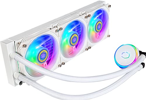 Cooler Master MasterLiquid PL360 Flux White Edition Refroidisseur Liquide pour CPU, Système Watercooling AIO, 3 Ventilateurs 360mm, Radiateur 240mm, Contrôleur RGB Gen2 Inclus, Compatible AMD Intel