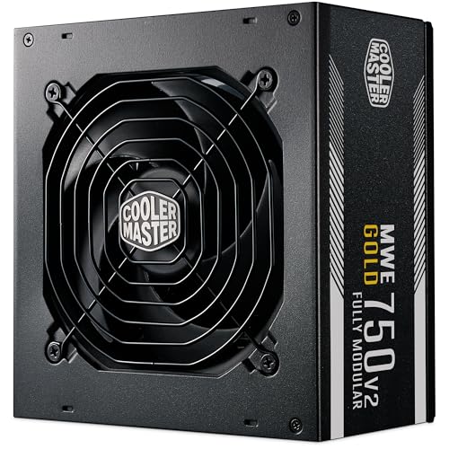 Cooler Master MWE Gold 750 V2 ATX 3.1 Bloc d'alimentation entièrement modulaire (prise britannique) – Prise en charge ATX 3.1, alimentation 80 PLUS Gold 750 W, câblage PCIe 5.1, ventilateur HDB 120 mm