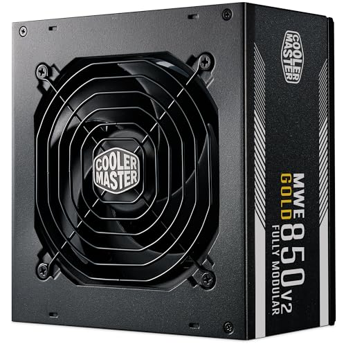 Cooler Master MWE Gold 850 V2 ATX 3.1 Alimentation entièrement modulaire (prise britannique), support ATX 3.1, bloc d'alimentation 80 PLUS Gold 850 W, câblage PCIe 5.1, ventilateur HDB 120