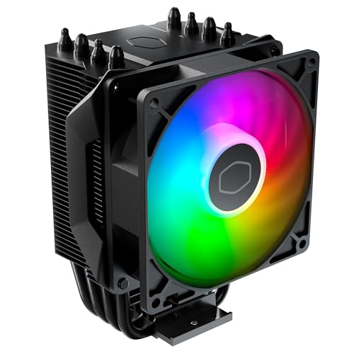 Cooler Master Hyper 411 Nano ARGB Refroidisseur CPU Ventirad - 4 Caloducs (TDP 180W), Ventilateur 92mm (PWM), Contrôleur LED ARGB, Dissipateur Thermique en Aluminium 136mm - Compatible AMD Intel