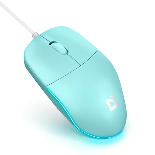 Defender Azora MB-241 Souris filaire USB optique 1200 DPI avec éclairage LED arc-en-ciel symétrique pleine taille pour PC portable, Plug Play (bleu)