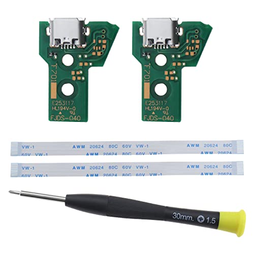 EMSea Lot de 2 cartes d'interface JDS-040 et câble plat à 12 broches, compatible avec manette sans fil PS4 Pro Slim